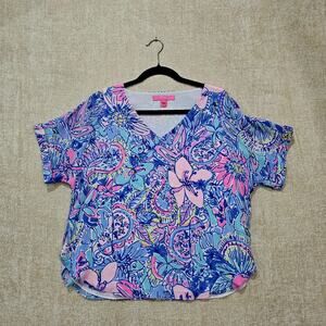 Lilly Pulitzer Women XS Casden Lined Top Blouse Pop Up Got Your Back Floral